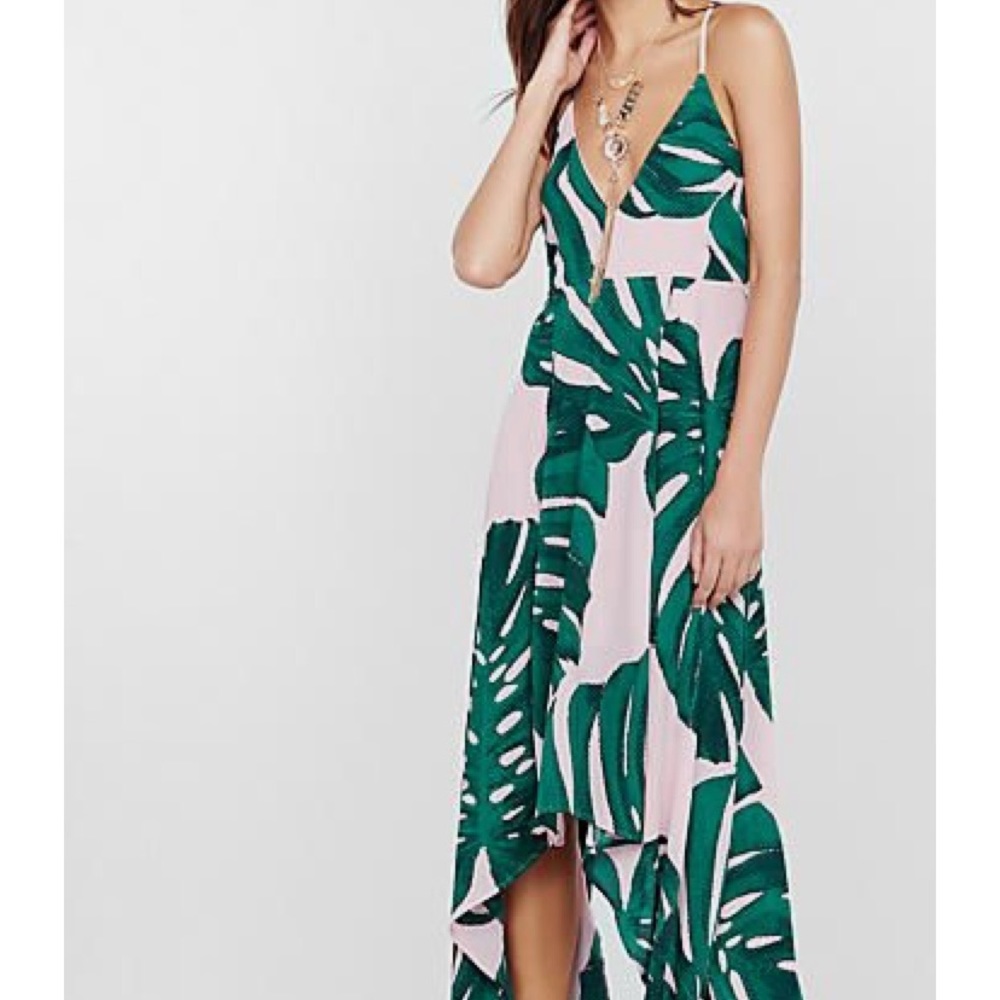 Express Banana Leaf Print Cocktail Dress